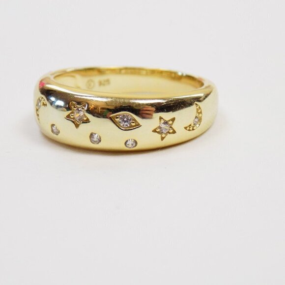 new with box! celestial dome ring band moon stars evil eye cz - Picture 6 of 7